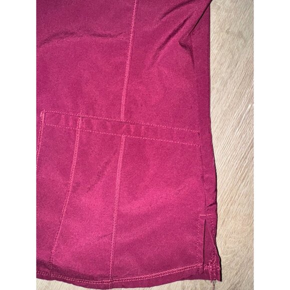 Womens Burgundy V-Neck Scrub Top - Picture 3 of 5